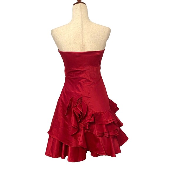 BLACK Cocktail Party Dress Sz M Ruffled Strapless Spaghetti Fuchsia Prom Fairy - Picture 3 of 16